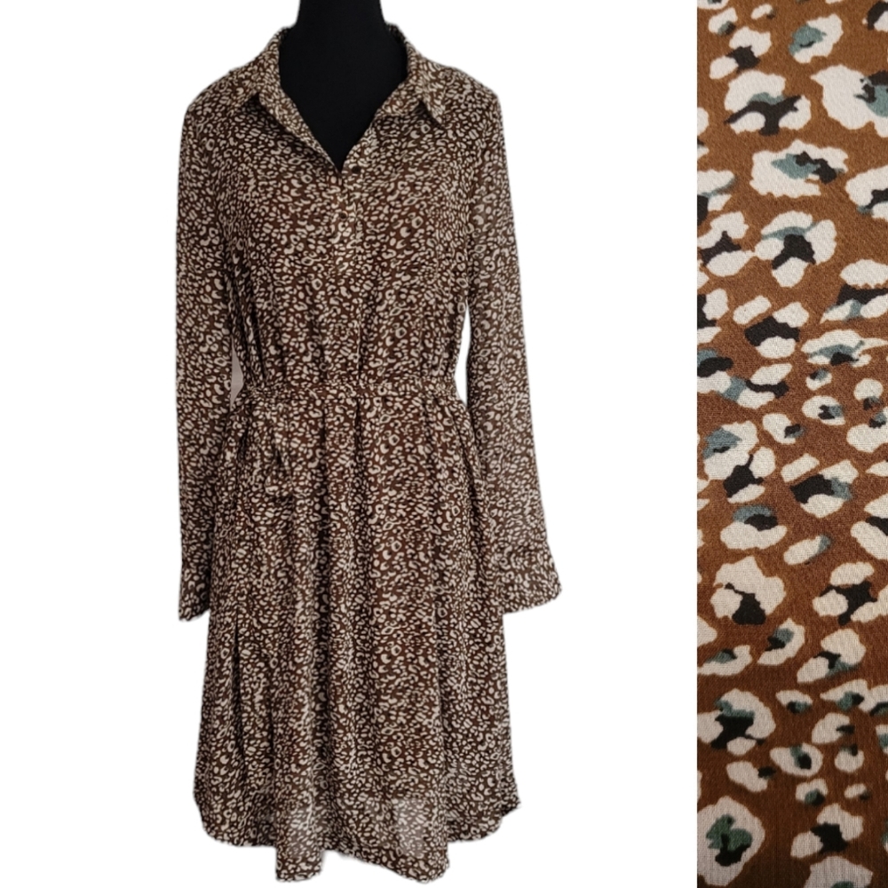 Leopard Print Long Sleeve Dress